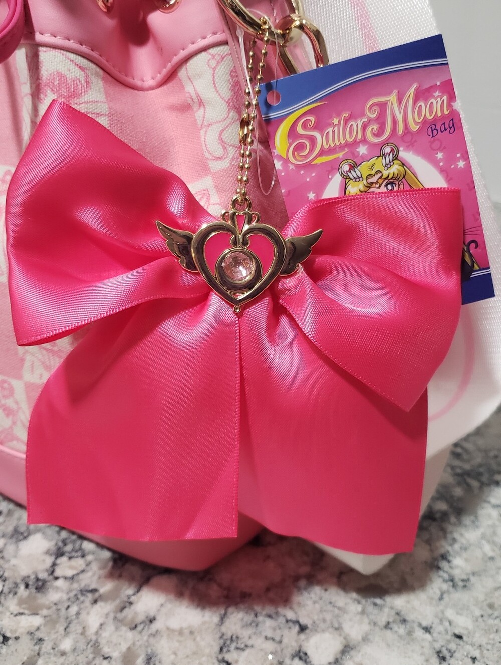 Sailor Moon Pink Checkered Bucket Crossbody Bag NWT - Picture 2 of 13